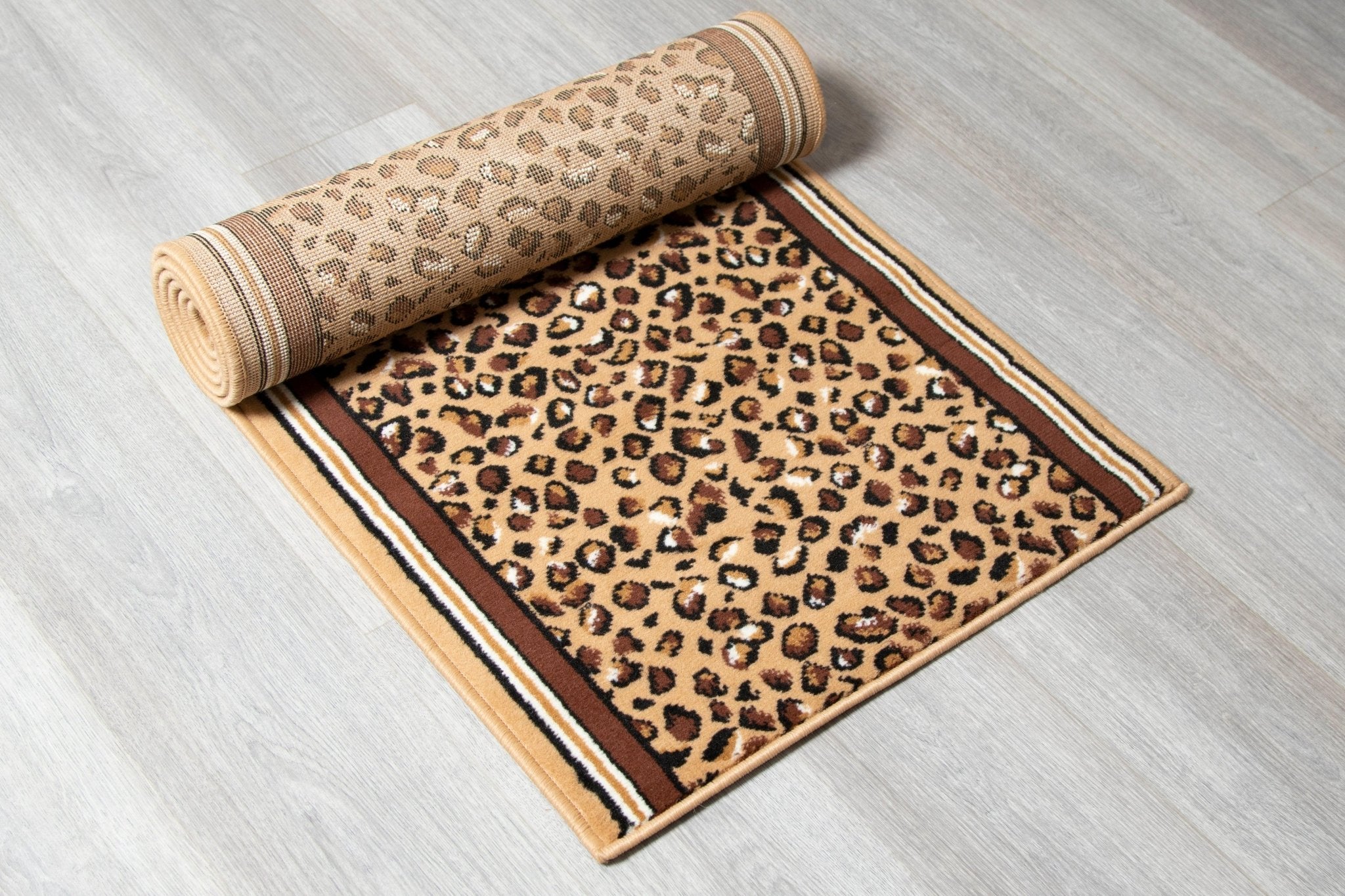 Hard Wearing Hessian Backed Stair Runner Kitchen Mat - Texas Leopard Print - Bargainia.com - 5056150269625 - RNR-TXS-2880-B055-04FT