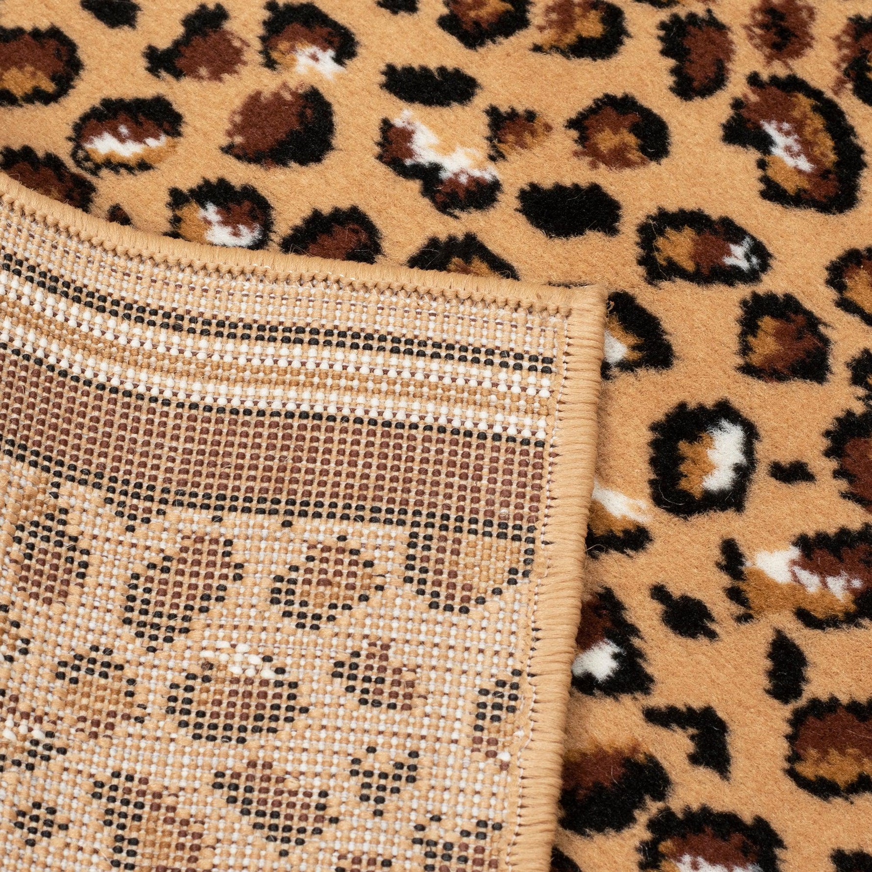 Hard Wearing Hessian Backed Stair Runner Kitchen Mat - Texas Leopard Print - Bargainia.com - 