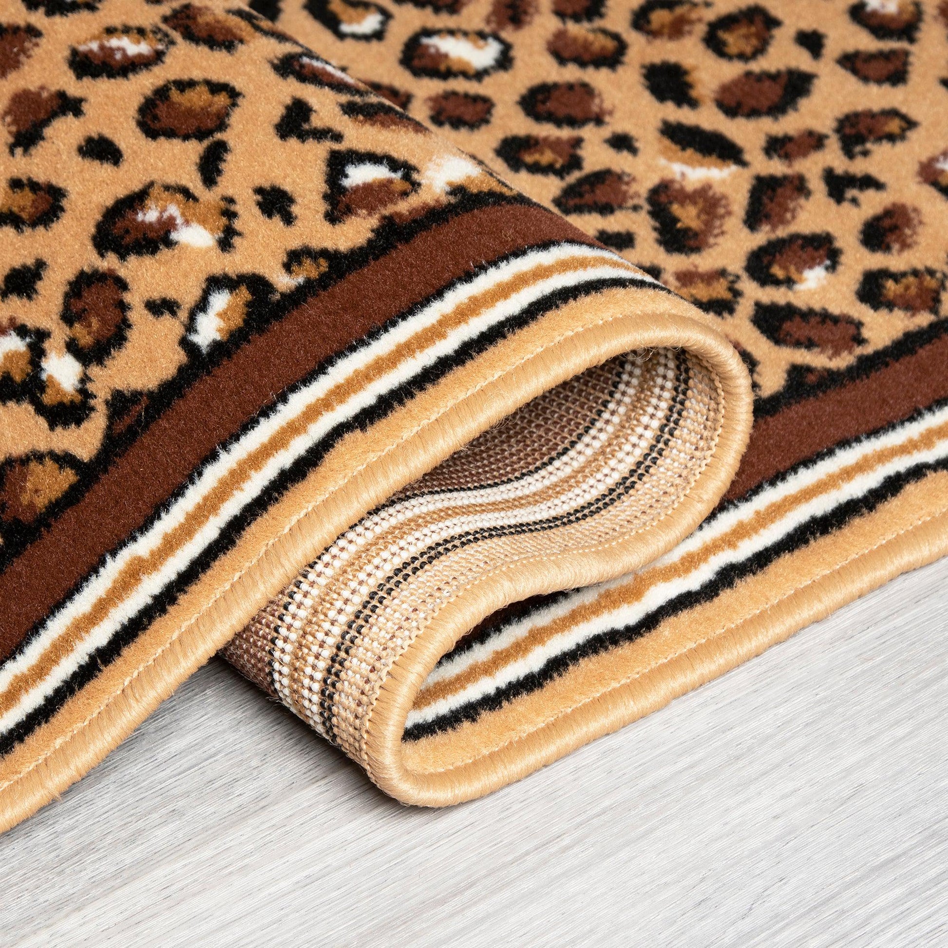 Hard Wearing Hessian Backed Stair Runner Kitchen Mat - Texas Leopard Print - Bargainia.com - 5056150269625 - RNR-TXS-2880-B055-04FT