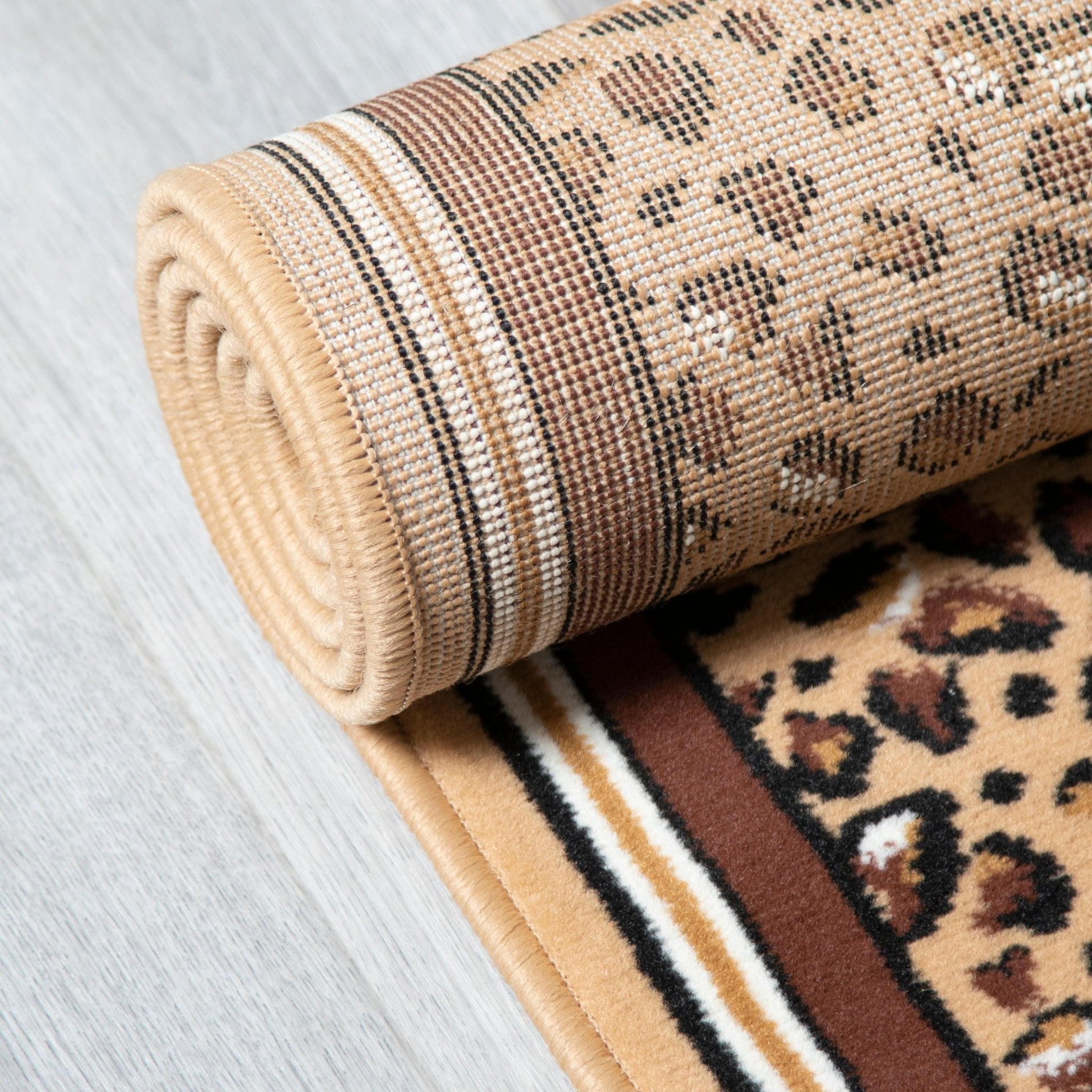 Hard Wearing Hessian Backed Stair Runner Kitchen Mat - Texas Leopard Print - Bargainia.com - 5056150269625 - RNR-TXS-2880-B055-04FT