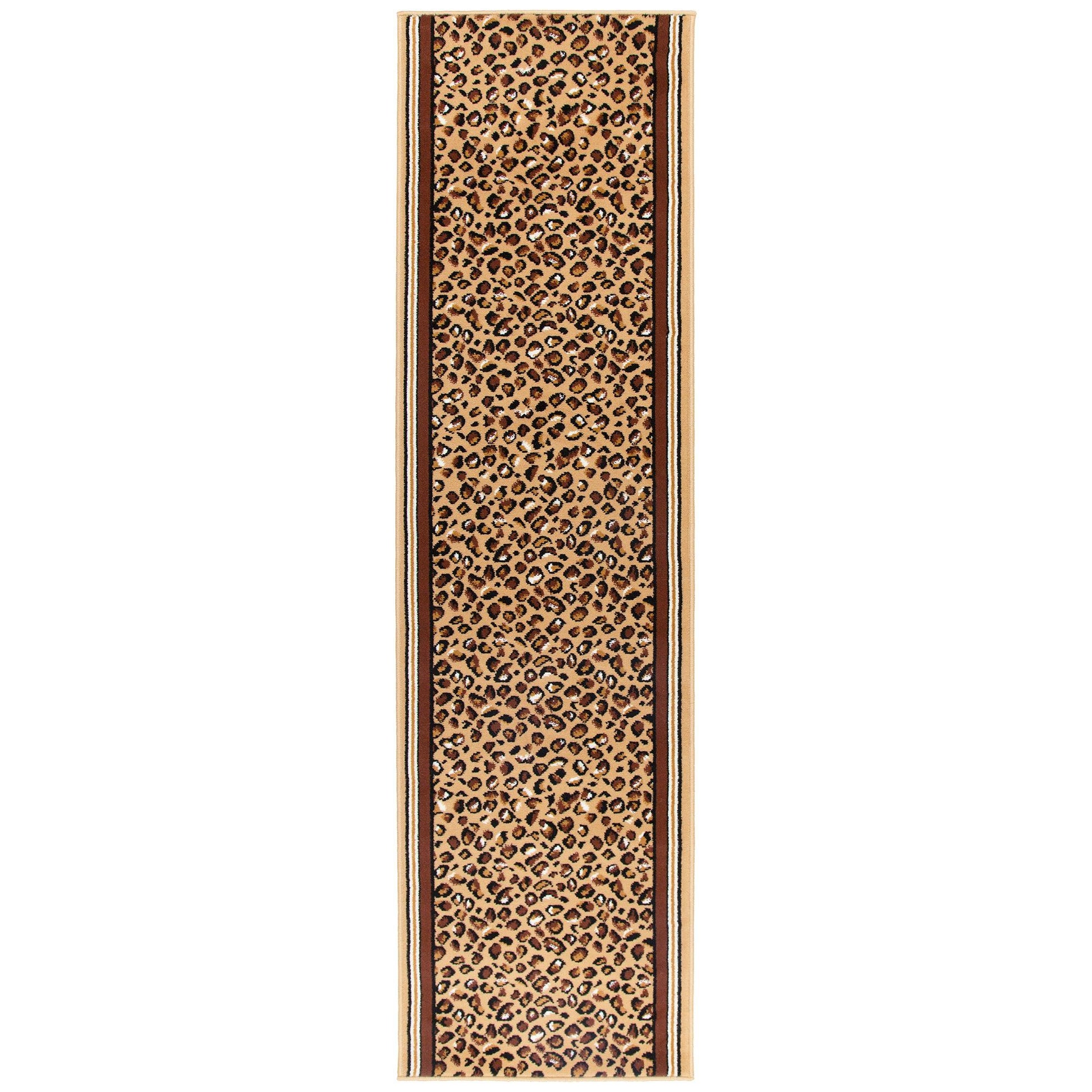 Hard Wearing Hessian Backed Stair Runner Kitchen Mat - Texas Leopard Print - Bargainia.com - 5056150269625 - RNR-TXS-2880-B055-04FT