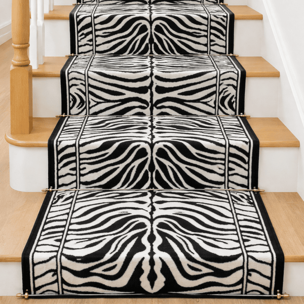 Hard Wearing Hessian Backed Stair Runner Kitchen Mat - Texas Zebra Print - Bargainia.com -  - RNR-TXS-4500-B041-01FT-CST