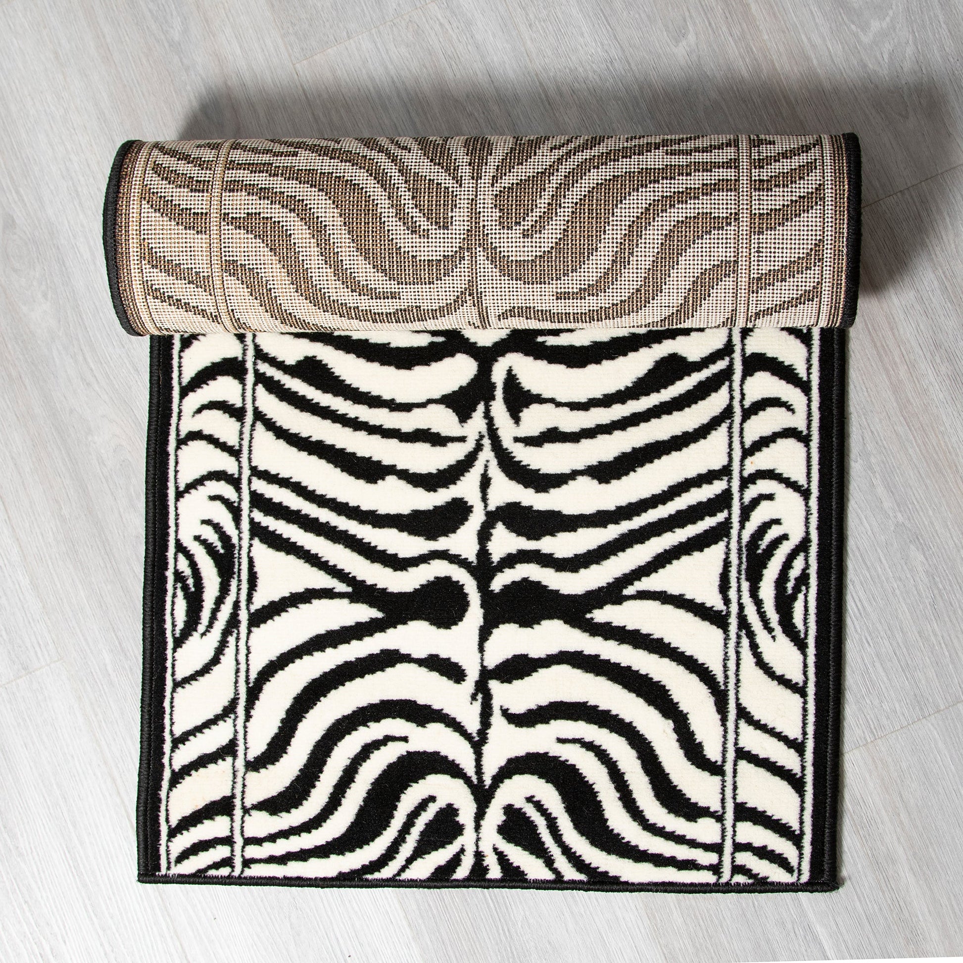 Hard Wearing Hessian Backed Stair Runner Kitchen Mat - Texas Zebra Print - Bargainia.com -  - RNR-TXS-4500-B041-01FT-CST