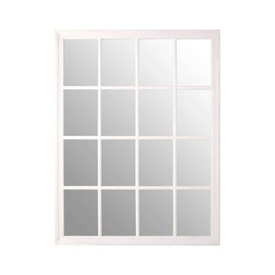 Hawthorne Antique White Finish Wooden Grid Wall Mirror - Bargainia.com - 5018705402956