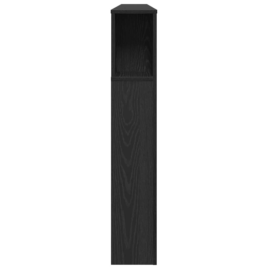 Headboard Cabinet with Storage Black oak 180 x 18.5 x 102.5 cm - Bargainia.com - 