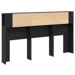 Headboard Cabinet with Storage Black oak 180 x 18.5 x 102.5 cm - Bargainia.com - 