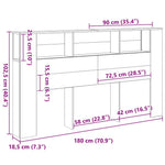 Headboard Cabinet with Storage Black oak 180 x 18.5 x 102.5 cm - Bargainia.com - 
