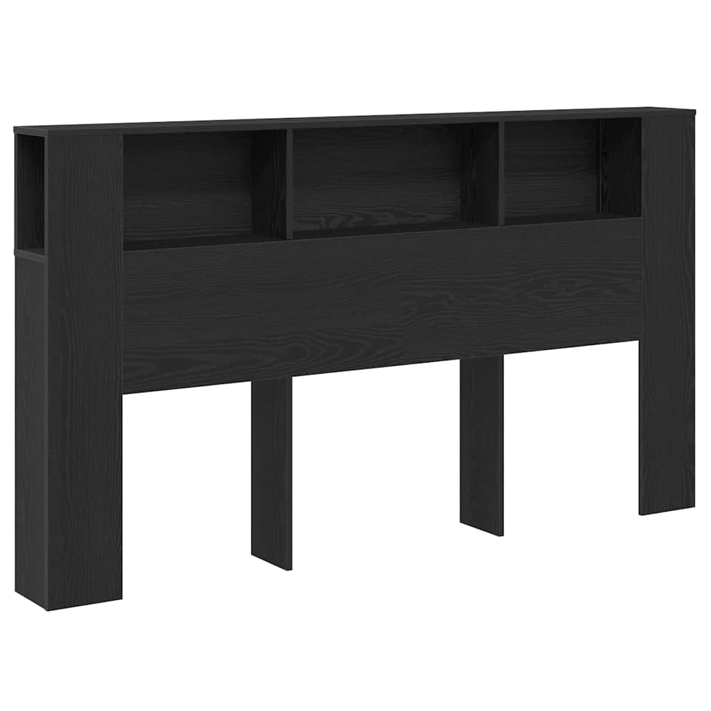 Headboard Cabinet with Storage Black oak 180 x 18.5 x 102.5 cm - Bargainia.com - 