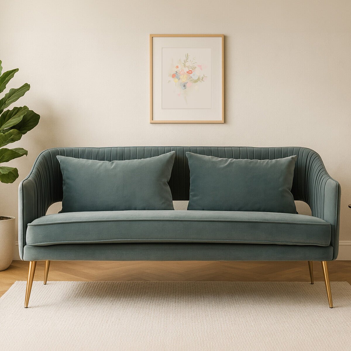 Hendricks 2 Seater Dusky Blue Velvet Sofa - Bargainia.com - 