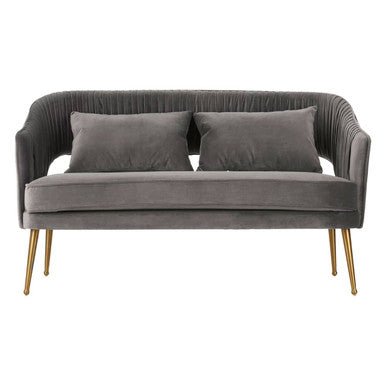 Hendricks Grey Velvet Two Seater Sofa - Bargainia.com - 