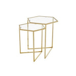 Herber Set Of 2 Gold Finish Hexagon Nesting Tables - Bargainia.com - 5018705494210