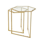 Herber Set Of 2 Gold Finish Hexagon Nesting Tables - Bargainia.com - 5018705494210