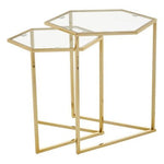 Herber Set Of 2 Gold Finish Hexagon Nesting Tables - Bargainia.com - 5018705494210