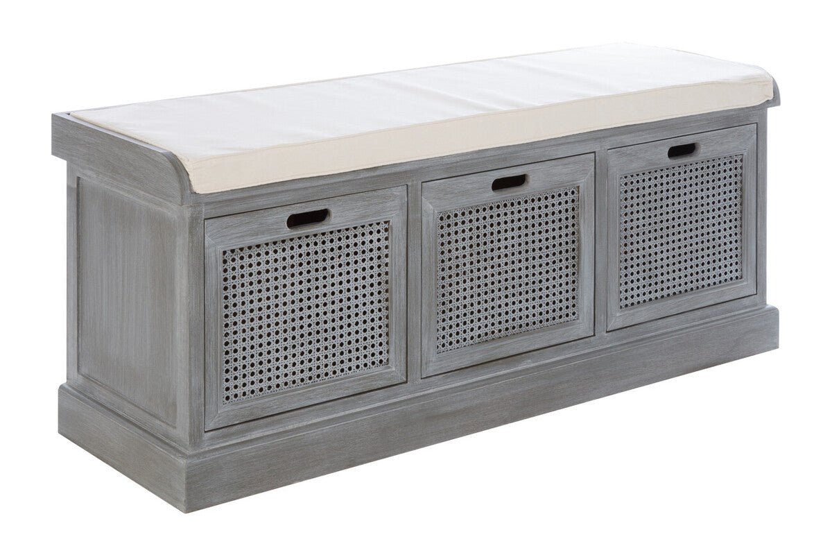 Heritage Grey Three Drawer Storage Bench with Cushion - Bargainia.com - 5063227019403
