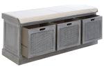 Heritage Grey Three Drawer Storage Bench with Cushion - Bargainia.com - 5063227019403