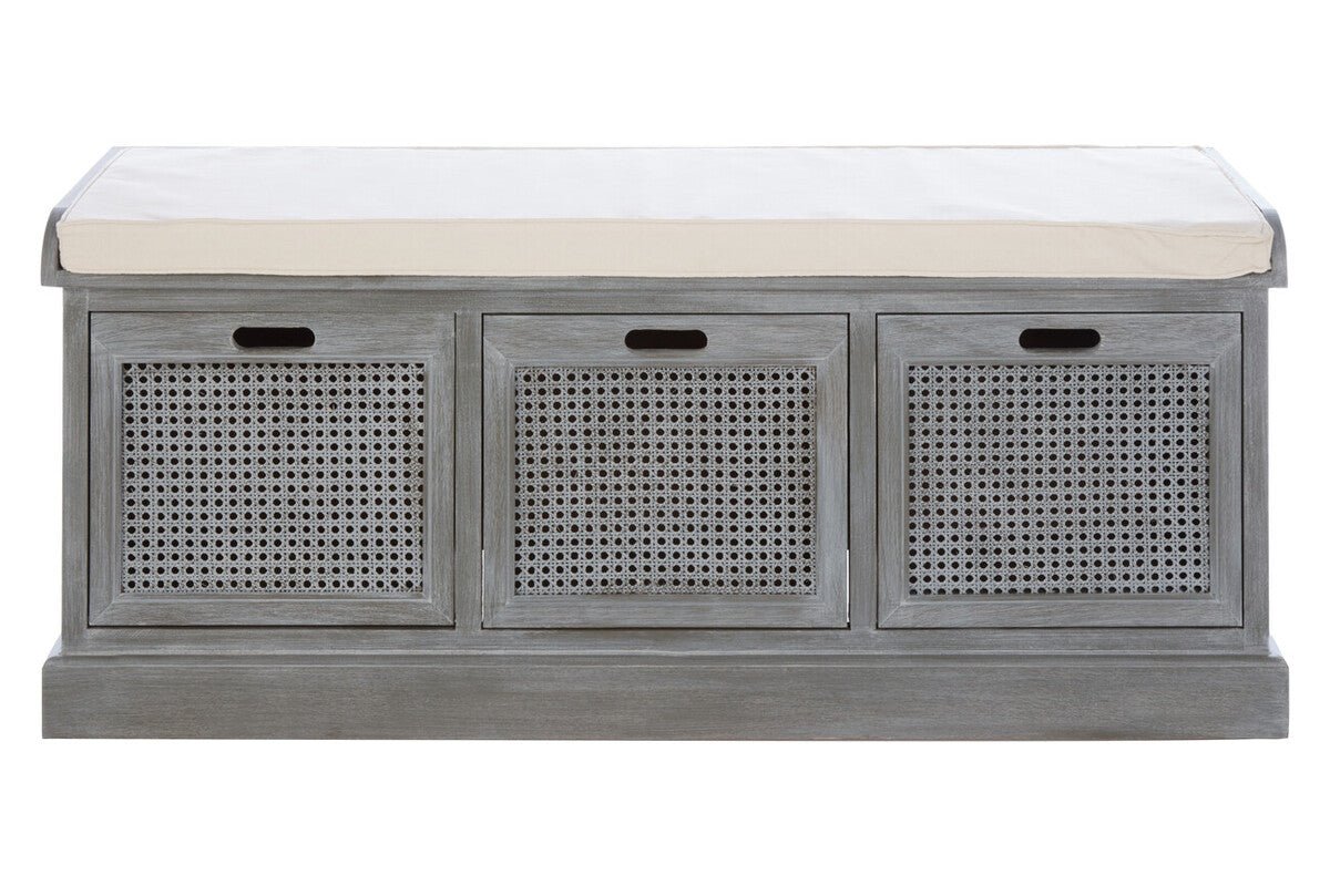 Heritage Grey Three Drawer Storage Bench with Cushion - Bargainia.com - 5063227019403