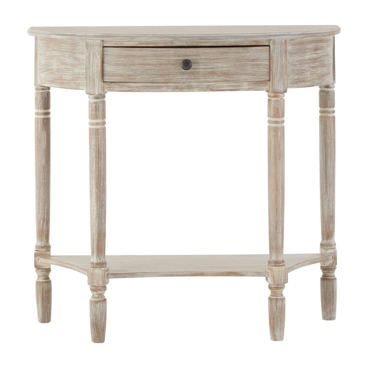 Heritage Natural Wash Pine Wood Half Moon Console Table with Drawer - Bargainia.com - 5063227019380