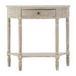 Heritage Natural Wash Pine Wood Half Moon Console Table with Drawer - Bargainia.com - 5063227019380