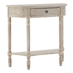 Heritage Natural Wash Pine Wood Half Moon Console Table with Drawer - Bargainia.com - 5063227019380