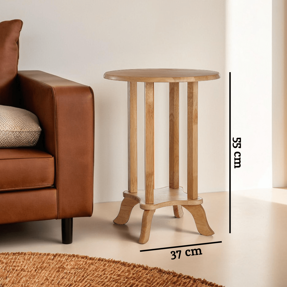 Heva Round Tropical Hevea Wood Side Table - Bargainia.com - 5018705671192