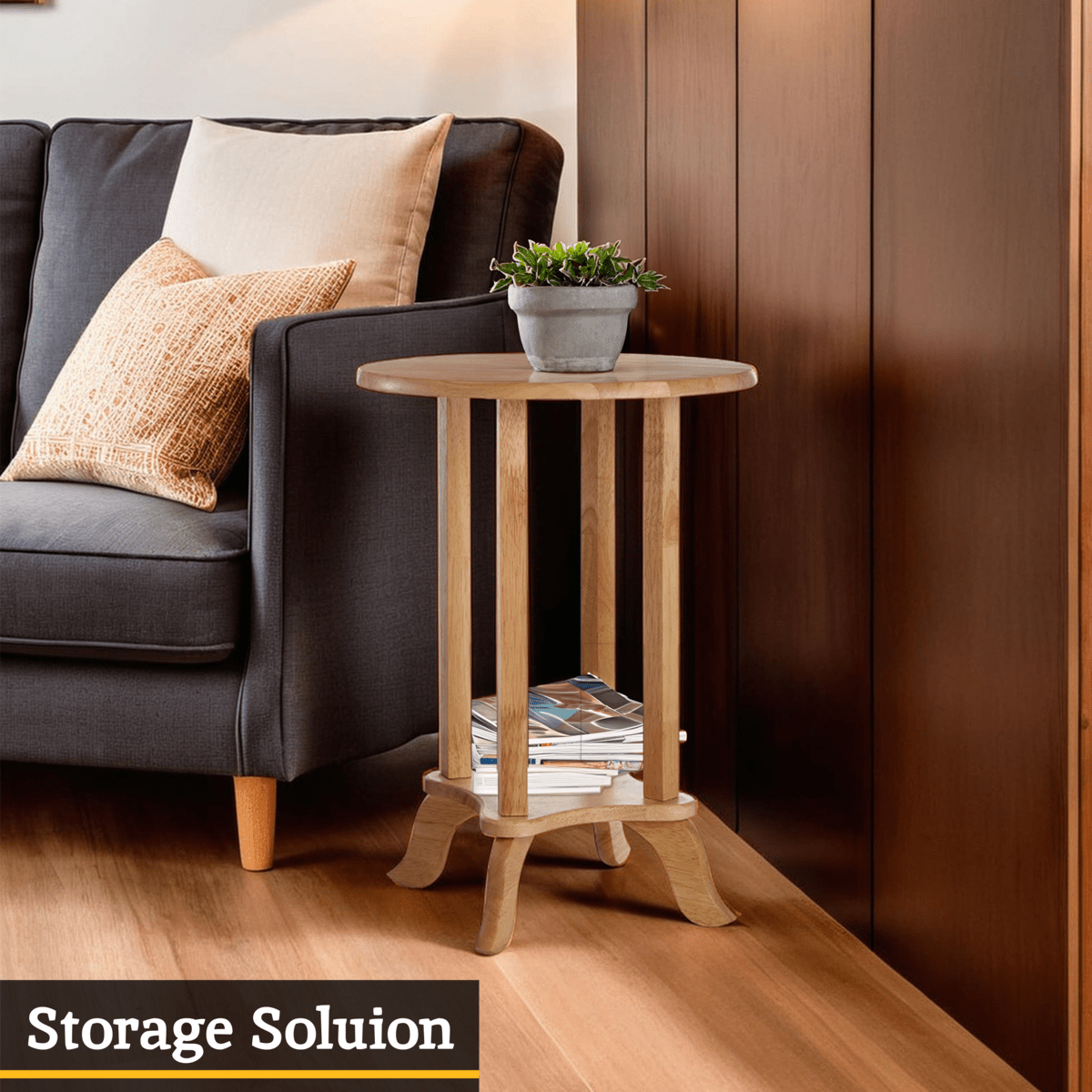 Heva Round Tropical Hevea Wood Side Table - Bargainia.com - 5018705671192