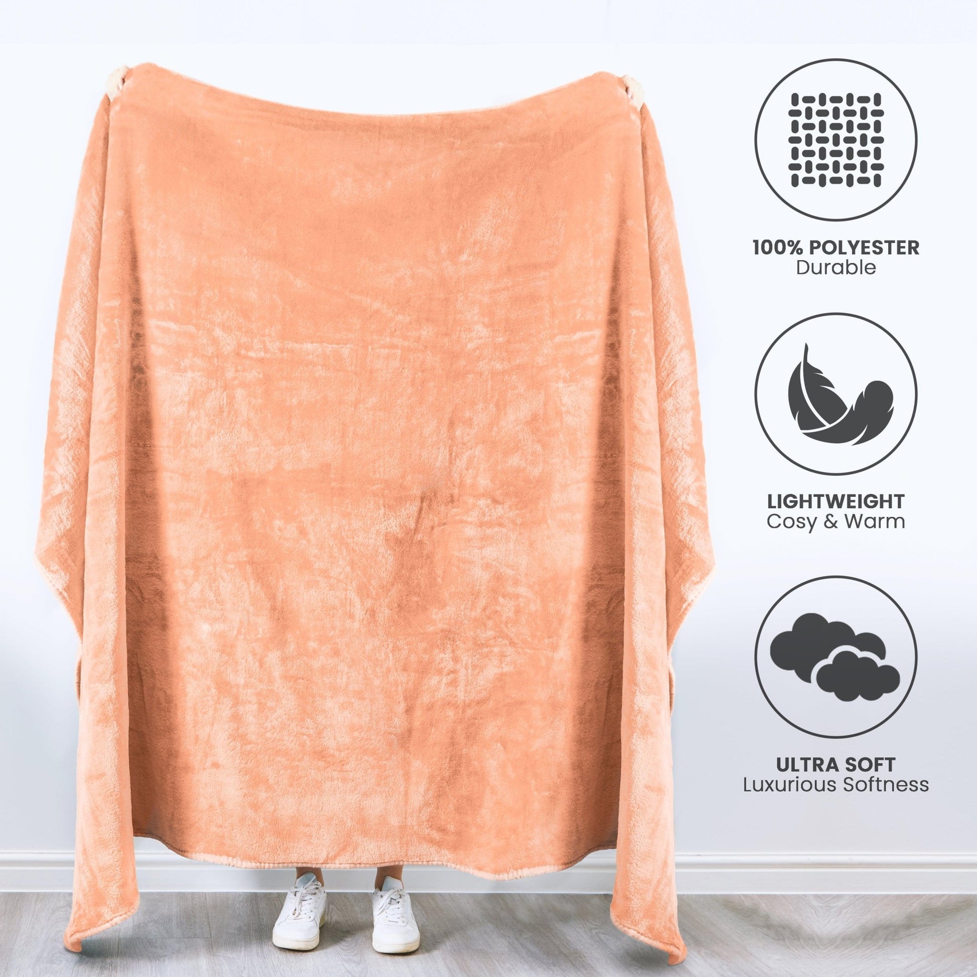 Hibernate Cosy Collection Soft Faux Mink Throw Thick Luxury Blanket - Blush Pink Blankets Clearance