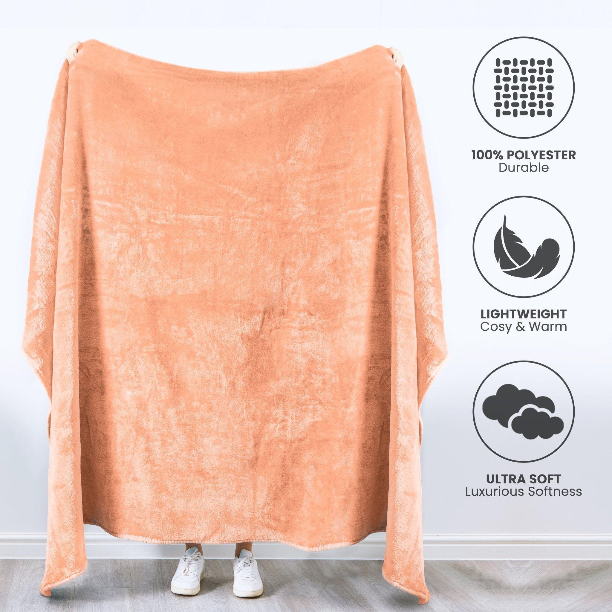 Hibernate Cosy Collection Soft Faux Mink Throw Thick Luxury Blanket - Blush Pink Blankets Clearance