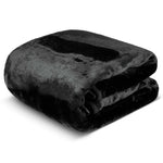 Hibernate Cosy Collection Soft Faux Mink Throw Thick Luxury Blanket - Midnight Black - Bargainia.com - 