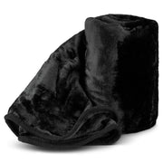 Hibernate Cosy Collection Soft Faux Mink Throw Thick Luxury Blanket - Midnight Black Blankets Clearance