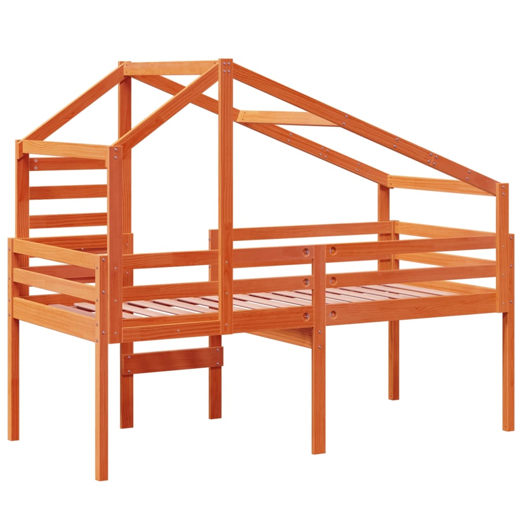 High Sleeper Bed without Mattress Wax Brown 75x190 cm Small Single Solid Wood Pine - Bargainia.com - 8721102668838 - 3281985