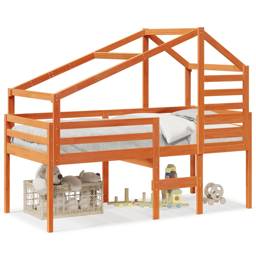 High Sleeper Bed without Mattress Wax Brown 75x190 cm Small Single Solid Wood Pine - Bargainia.com - 8721102668838 - 3281985