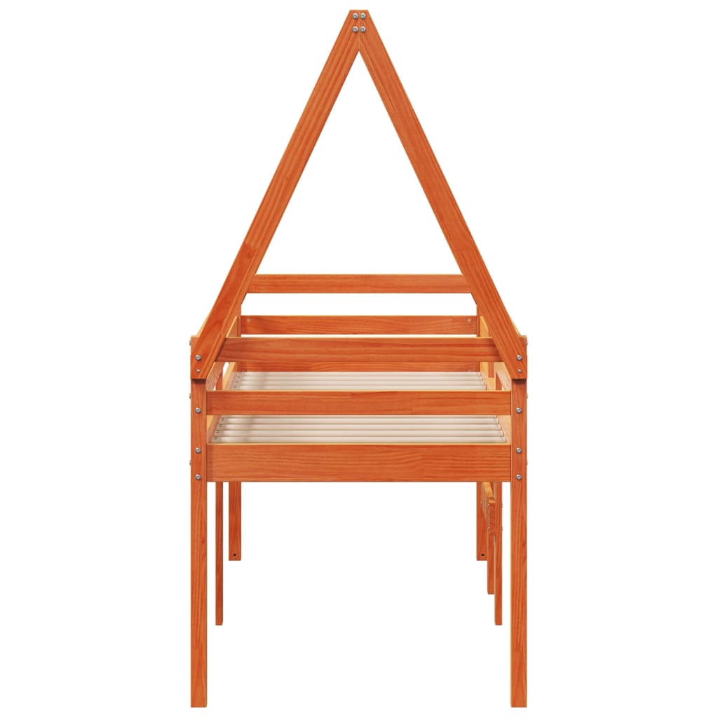 High Sleeper Bed without Mattress Wax Brown 75x190 cm Small Single Solid Wood Pine - Bargainia.com - 8721102670015 - 3282103