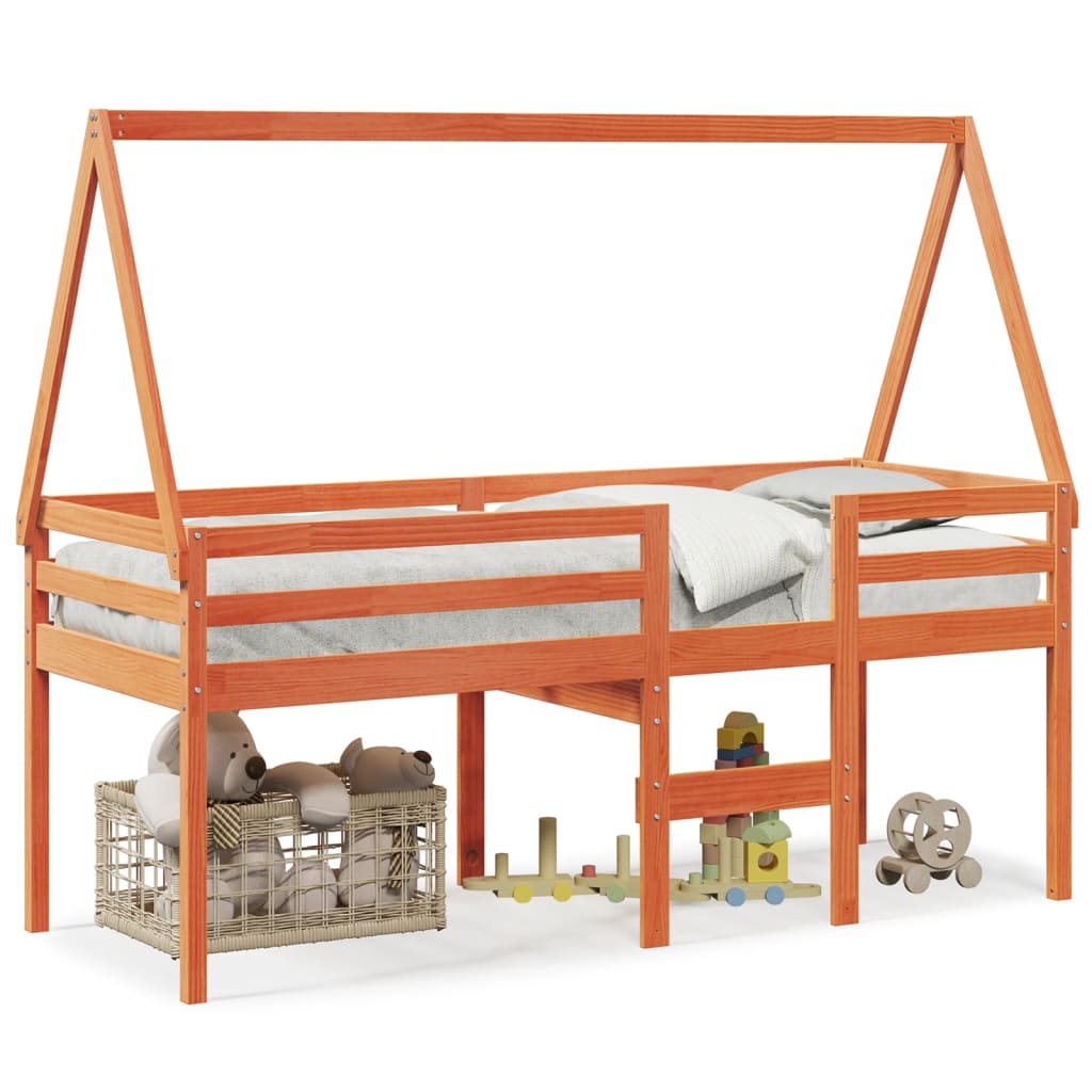 High Sleeper Bed without Mattress Wax Brown 75x190 cm Small Single Solid Wood Pine - Bargainia.com - 8721102670015 - 3282103
