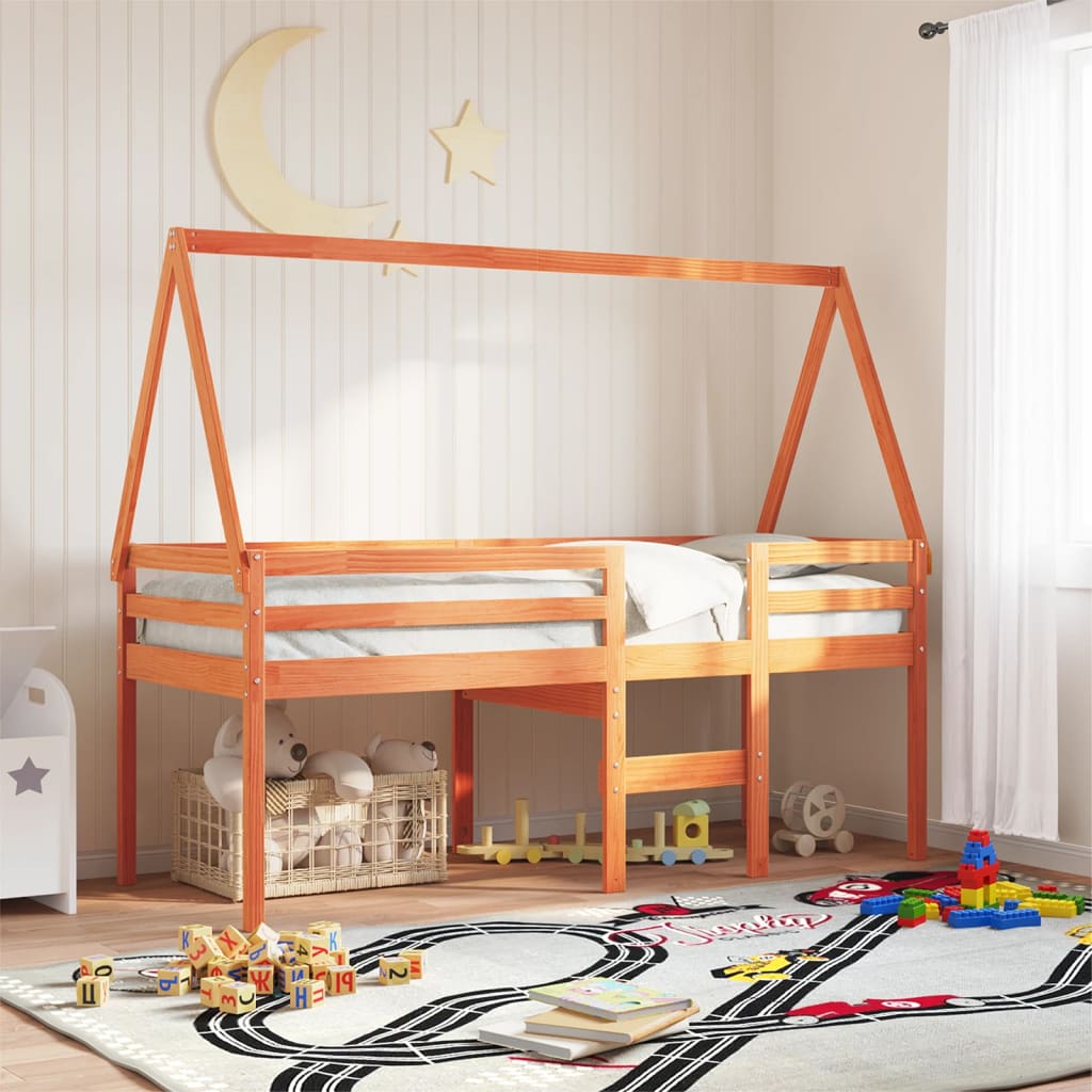 High Sleeper Bed without Mattress Wax Brown 75x190 cm Small Single Solid Wood Pine - Bargainia.com - 8721102670015 - 3282103