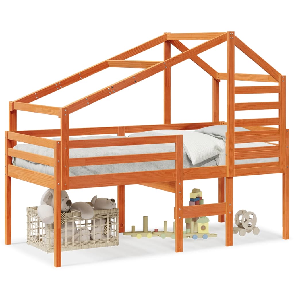 High Sleeper Bed without Mattress Wax Brown 80x200 cm Solid Wood Pine - Bargainia.com - 8721102668746 - 3281976