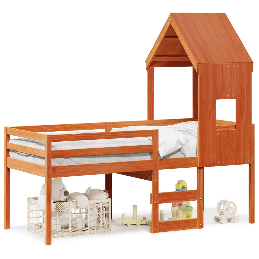 High Sleeper Bed without Mattress Wax Brown 80x200 cm Solid Wood Pine - Bargainia.com - 8721102669101 - 3282012