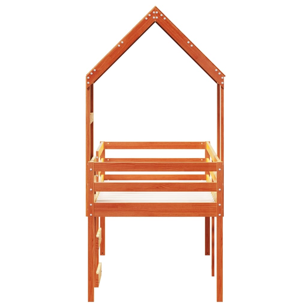 High Sleeper Bed without Mattress Wax Brown 90x190 cm Single Solid Wood Pine - Bargainia.com - 8721102669163 - 3282018