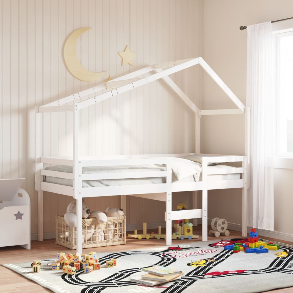 High Sleeper Bed without Mattress White 80x200 cm Solid Wood Pine - Bargainia.com - 8721102669545 - 3282056