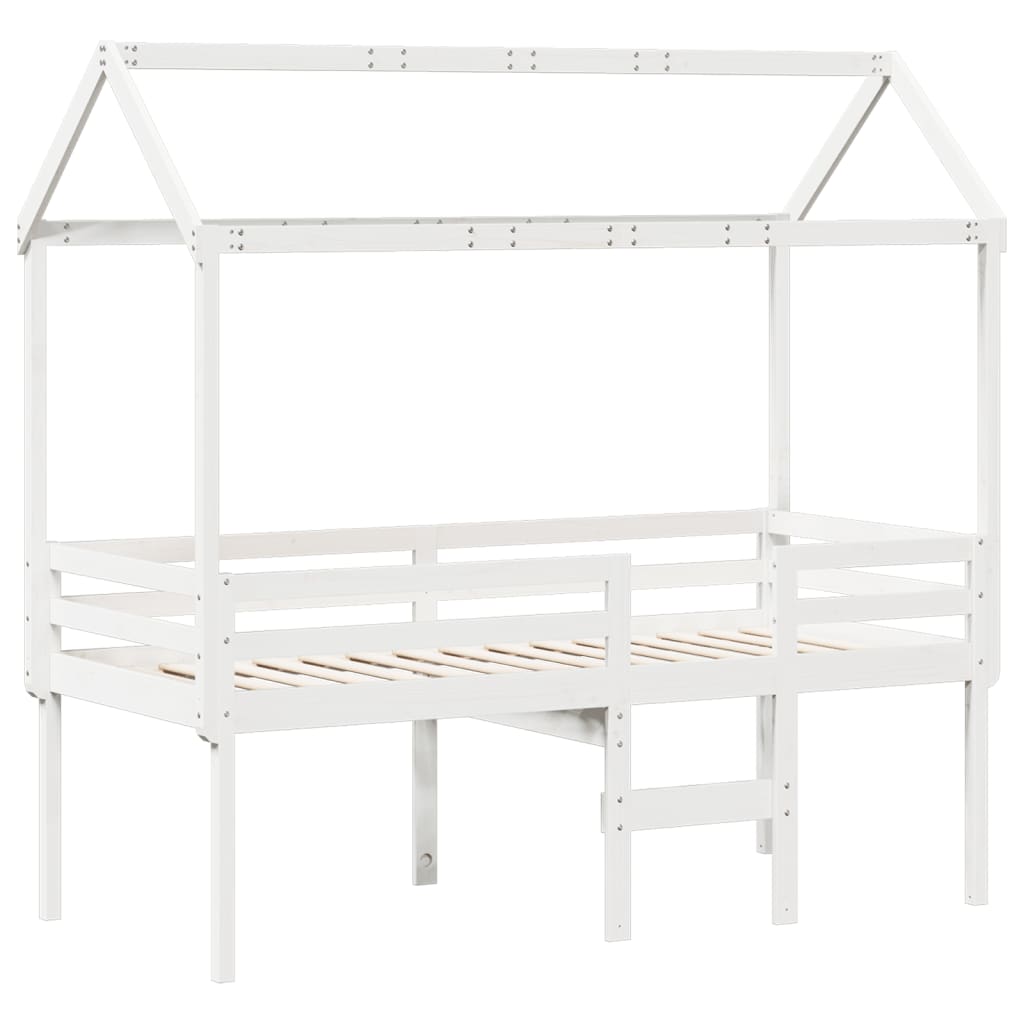 High Sleeper Bed without Mattress White 90x190 cm Single Solid Wood Pine - Bargainia.com - 8721102670374 - 3282139
