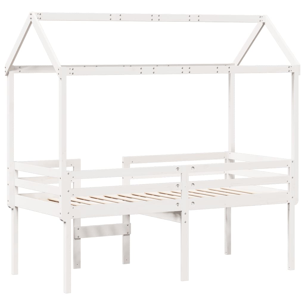 High Sleeper Bed without Mattress White 90x190 cm Single Solid Wood Pine - Bargainia.com - 8721102670374 - 3282139