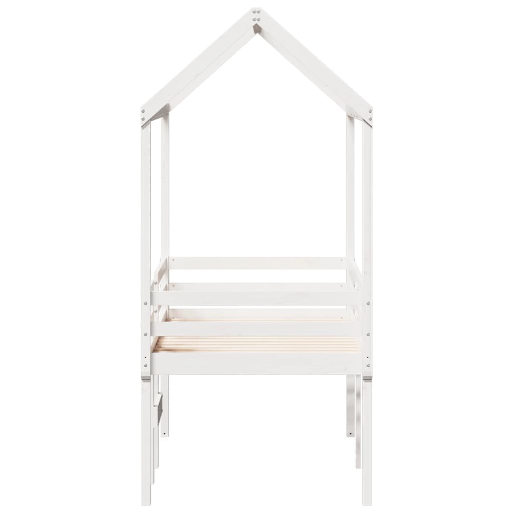 High Sleeper Bed without Mattress White 90x190 cm Single Solid Wood Pine - Bargainia.com - 8721102670374 - 3282139