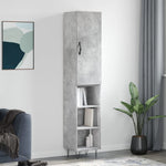 Highboard Concrete Grey 34.5x34x180 cm Engineered Wood - Bargainia.com - 