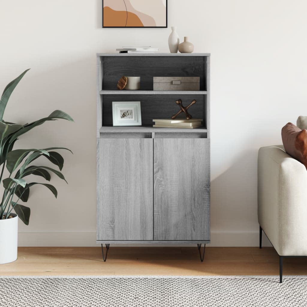 Highboard Grey Sonoma 60x36x110 cm Engineered Wood - Bargainia.com - 
