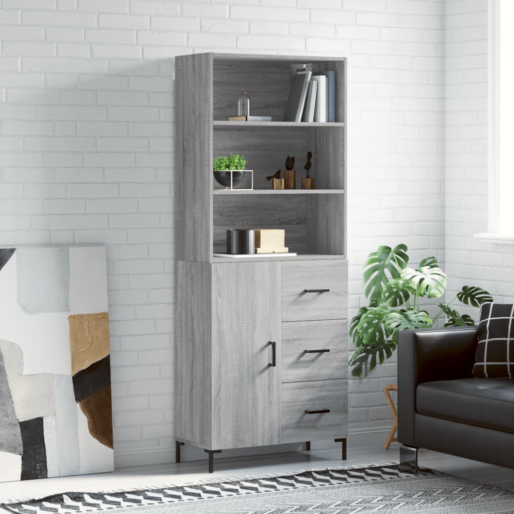 Highboard Grey Sonoma 69.5x34x180 cm Engineered Wood - Bargainia.com - 