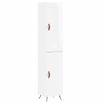 Highboard High Gloss White 34.5x34x180 cm Engineered Wood - Bargainia.com - 