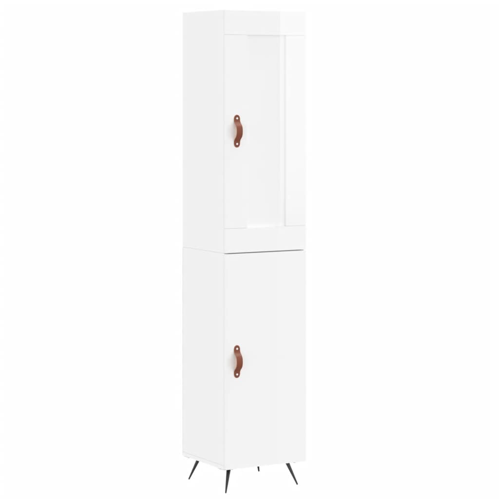 Highboard High Gloss White 34.5x34x180 cm Engineered Wood - Bargainia.com - 