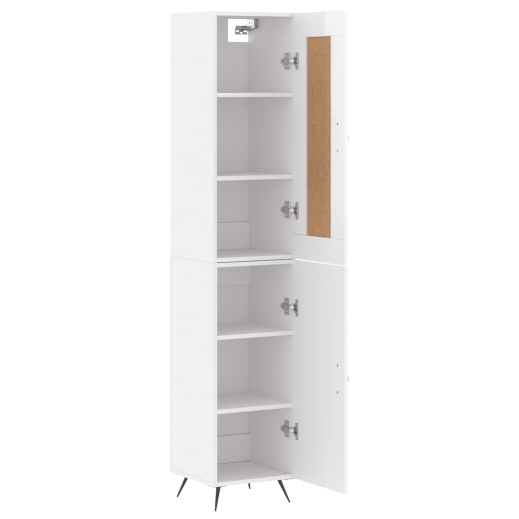 Highboard High Gloss White 34.5x34x180 cm Engineered Wood - Bargainia.com - 