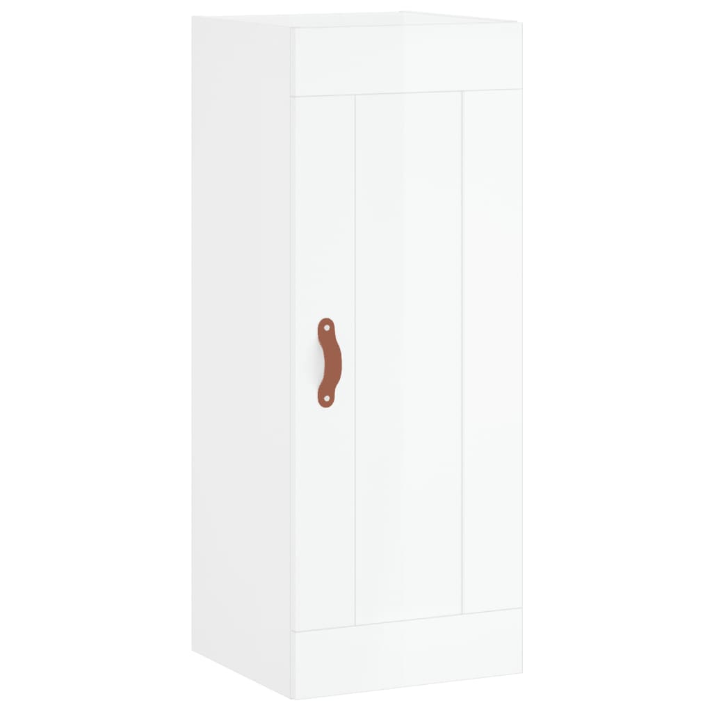 Highboard High Gloss White 34.5x34x180 cm Engineered Wood - Bargainia.com - 