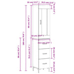 Highboard White 34.5x34x180 cm Engineered Wood - Bargainia.com - 