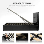 Hollywood Ottoman Bed Frame Faux Leather - Black - Bargainia.com - 